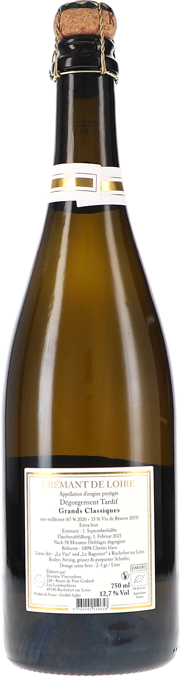 Crémant de Loire AOP Dégorgement Tardif "Grands Classiques" Extra Brut