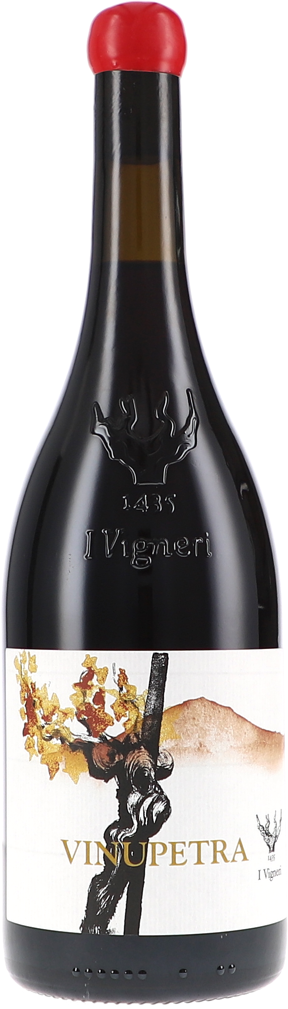 Rotwein, Spätlese, Glasflasche, Etikett Vinupetra, Korkenverschluss