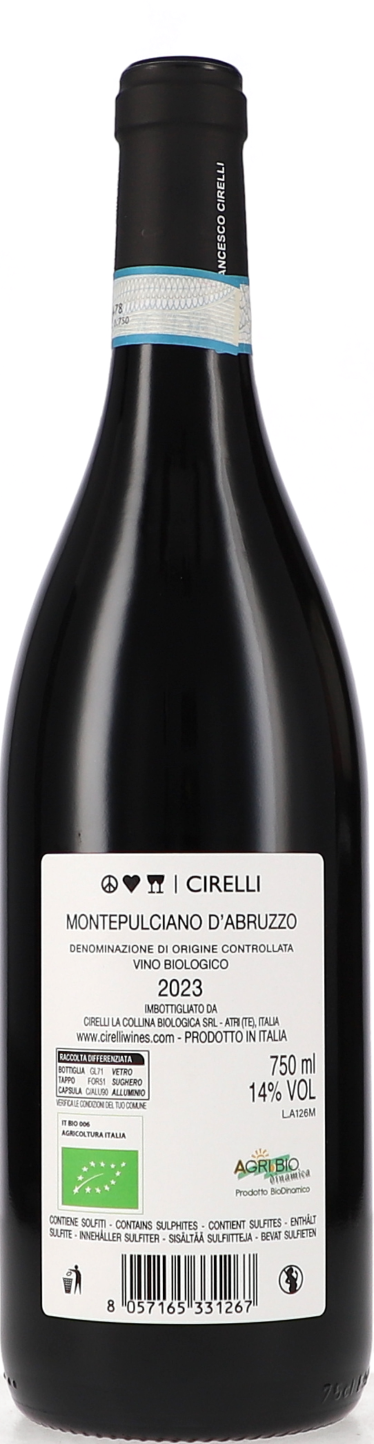 rotwein, glasflasche, 750 ml, 14% vol, montepulciano d’abruzzo