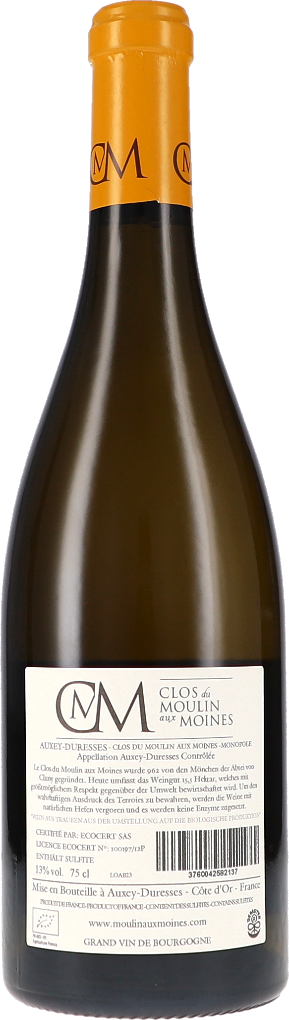 Weißwein, Weinflasche, Glasflasche, orangefarbene Kapsel, Burgunderwein