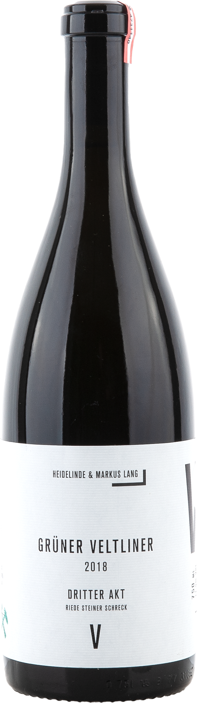 Glasflasche?, Weinflasche, Grüner Veltliner, 2018, Etikett weiß