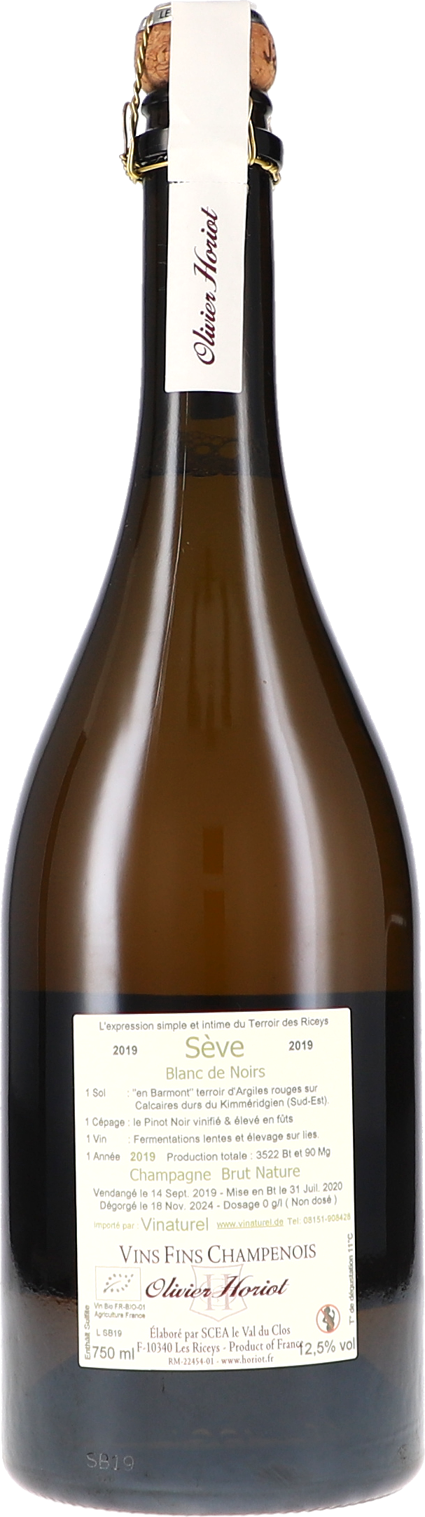 Champagne, Brut Nature, Blanc de Noirs, Flasche, Etikett