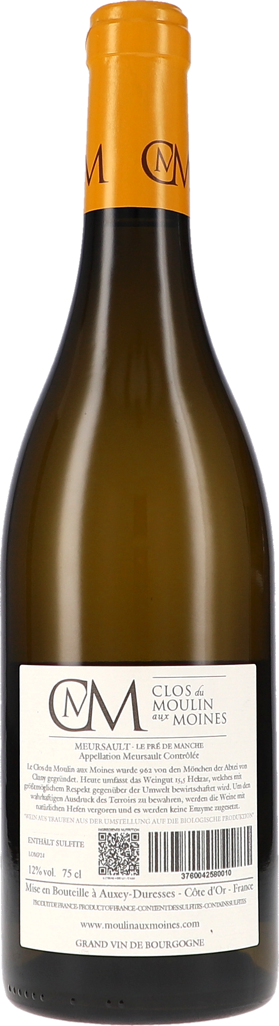 Weinflasche, Weißwein, Burgunderwein, Glasflasche, orangefarbene Kapsel