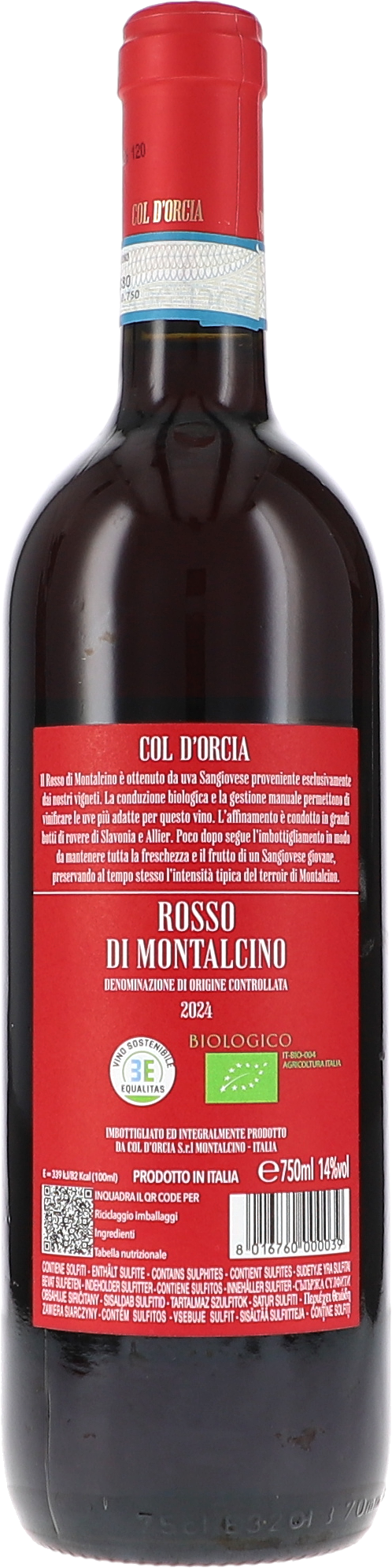Rotwein, Rosso di Montalcino, Bio-Wein, Italienischer Wein, Jahrgang 2024