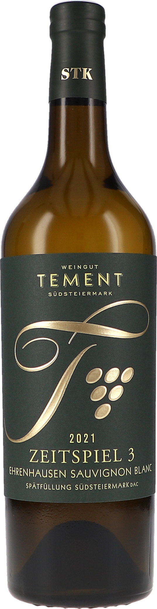 Weißwein, Sauvignon Blanc, Glasflasche, dunkelgrünes Etikett, Jahrgang 2021