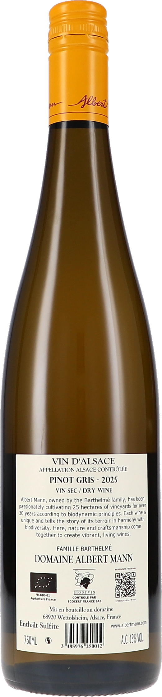 Weinflasche, Pinot Gris, Weißwein, Elsass, Glasflasche