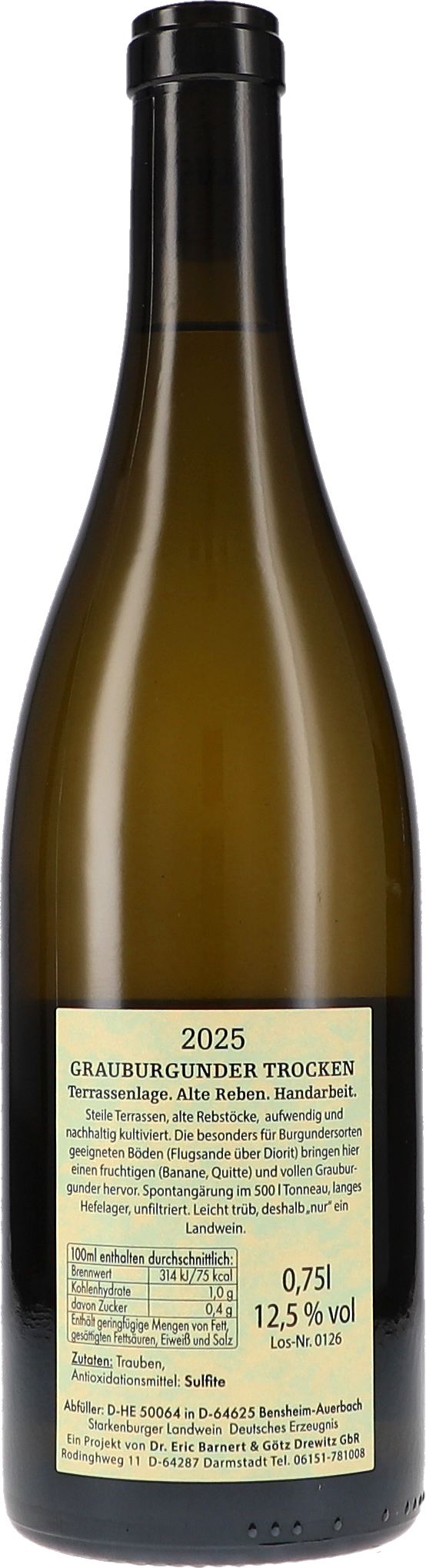 Weinflasche, Grauburgunder, Weißwein, Glasflasche, 0,75 Liter