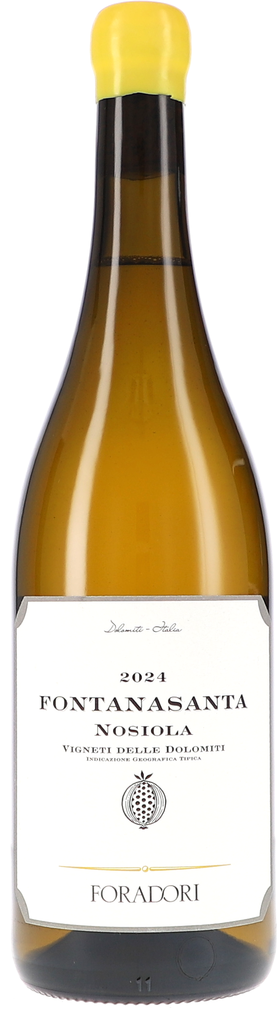 Weißwein, Glasflasche, Goldgelbes Verschlusskapsel, Dolomiten-Weinberg, Foradori Etikett