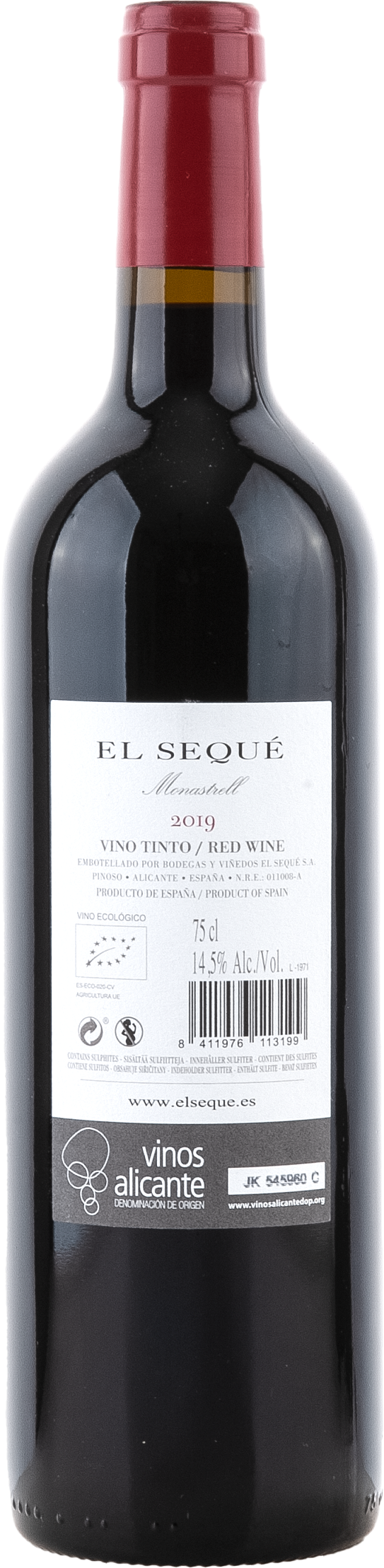 rotwein, flasche, etikett, 75 cl, 14,5% vol.