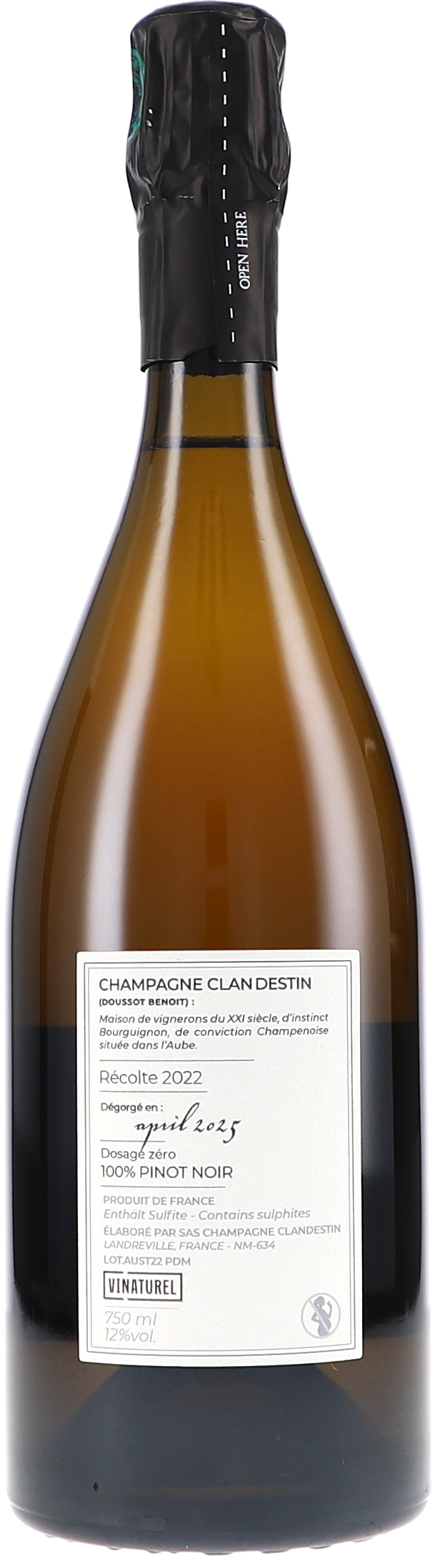 Champagne, Flasche, Etikett, Pinot Noir, 750 ml