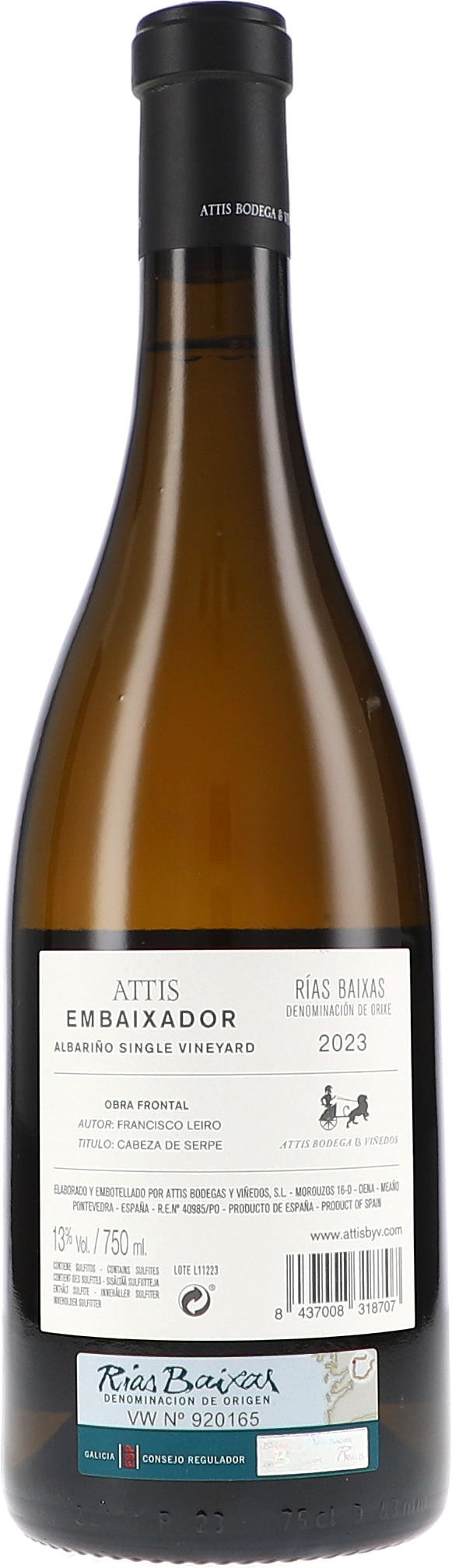 wein, weißwein, albariño, flasche, 750ml