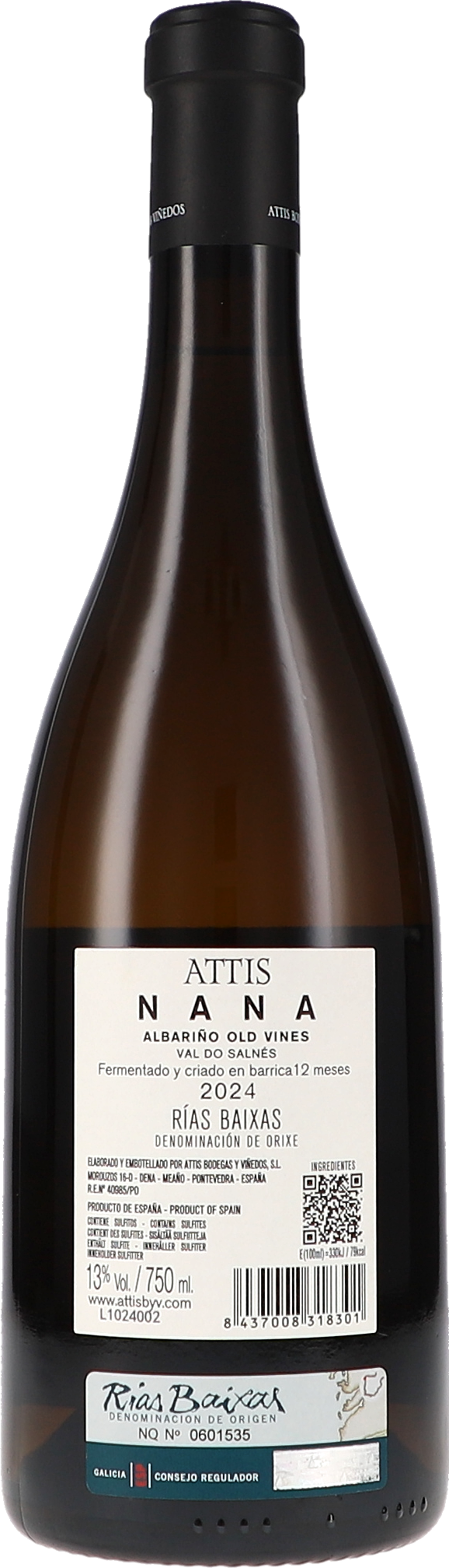 Weinflasche, Albariño-Wein, Braune Glasflasche, Weißwein, Jahrgang 2024