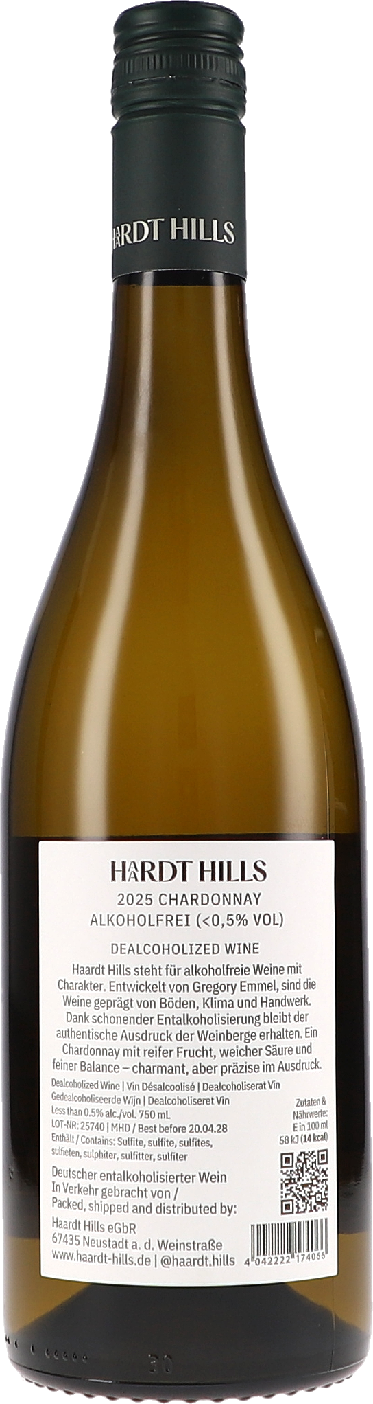Weißwein, Chardonnay, alkoholfrei, Flasche, Etikett