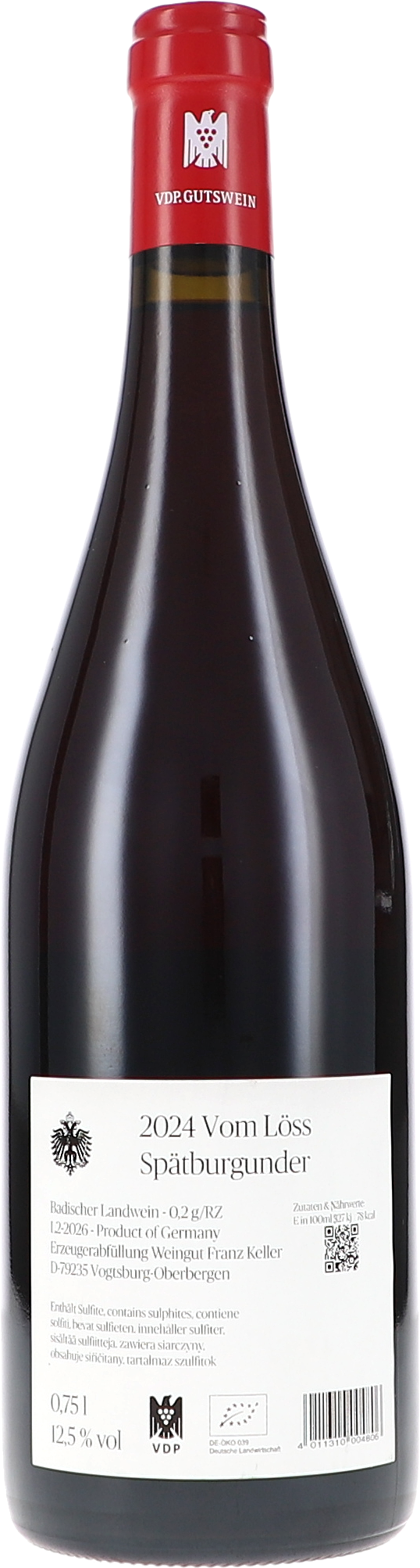 Rotwein, Spätburgunder, Jahrgang 2024, 0,75 Liter, Dunkle Glasflasche
