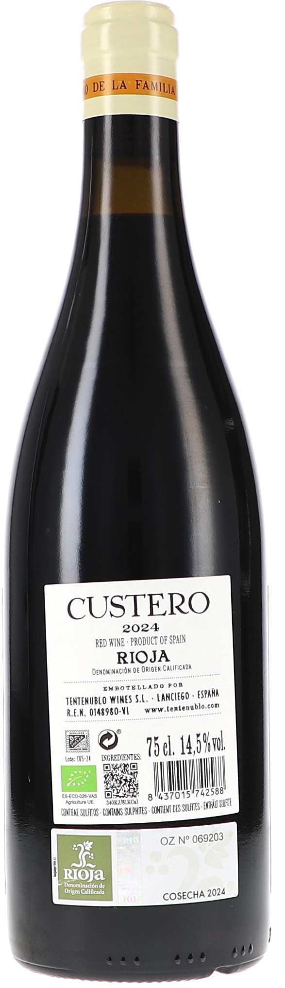 wein, rotwein, rioja, flasche 75 cl, etikett