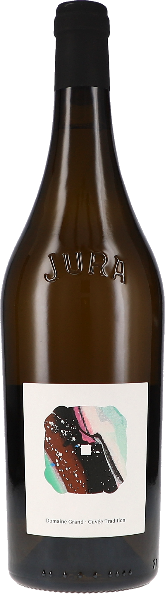 Cuvée Tradition, Côtes du Jura AOP Weinflasche, Glasflasche, dunkelbraun, Weinetikett, Korkverschluss