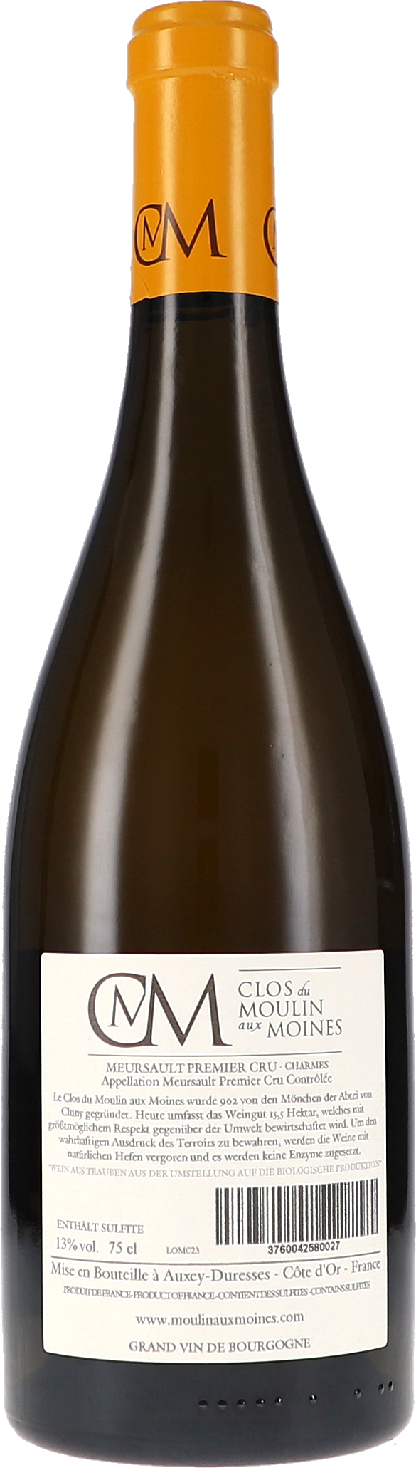 Weinflasche, Rotwein, Burgunderwein, Glasflasche, orangefarbene Kapsel