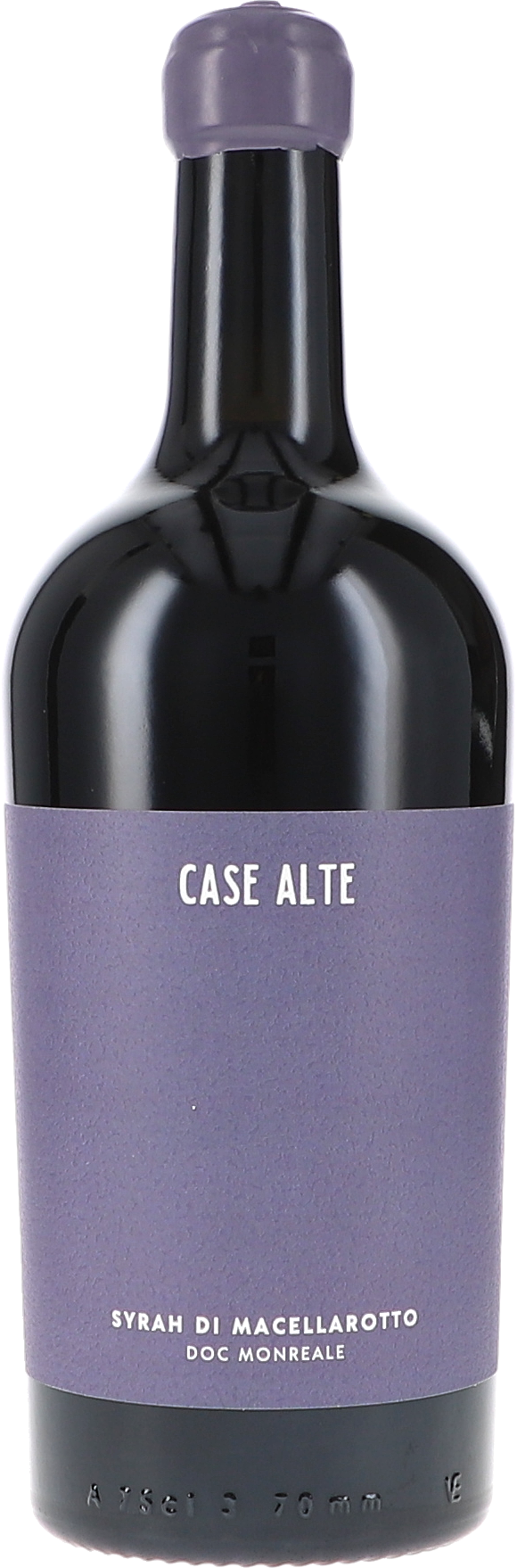 Rotwein, Syrah, Glasflasche, violettes Etikett, Schraubverschluss