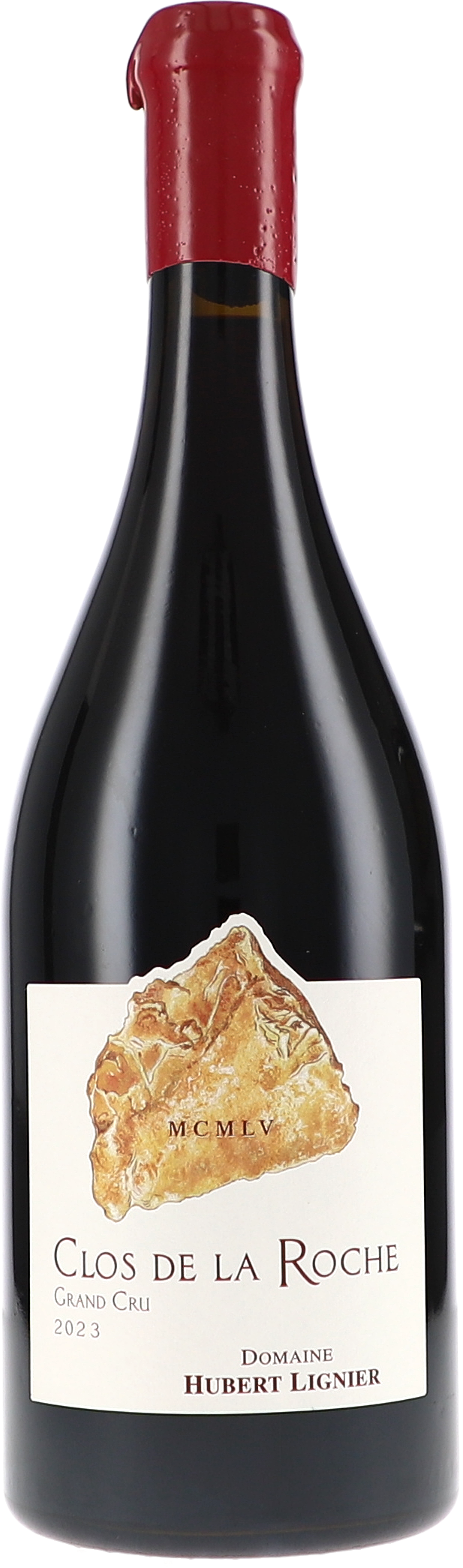 "Clos de la Roche" MCMLV Grand Cru AOC wein, rotwein, flasche, etikett, gläserfrei