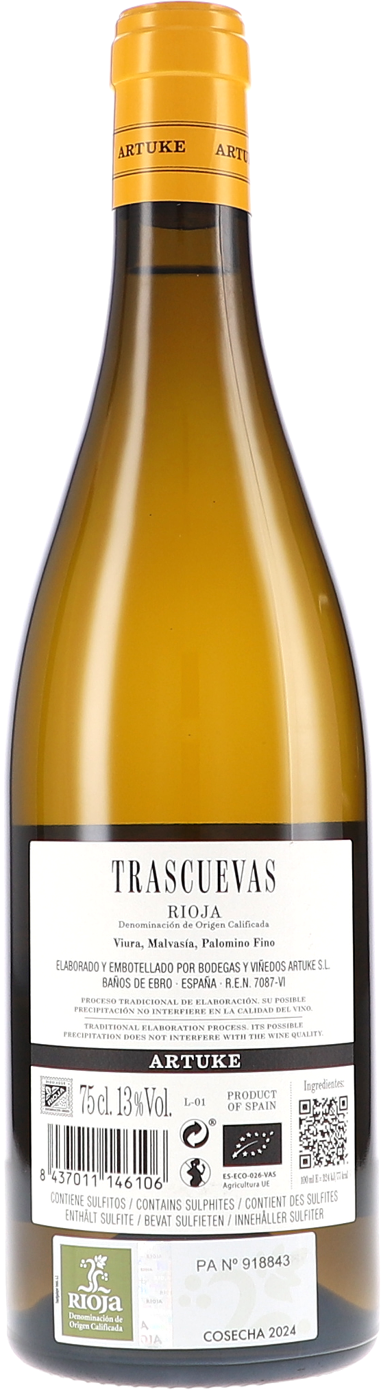 weißer wein, flasche, rioja, artuke, 75cl