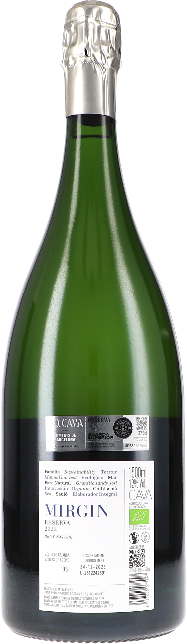 Sektflasche, Champagneflasche, Brut Nature, 1500ml, Etikett Mirgin Reserva 2022