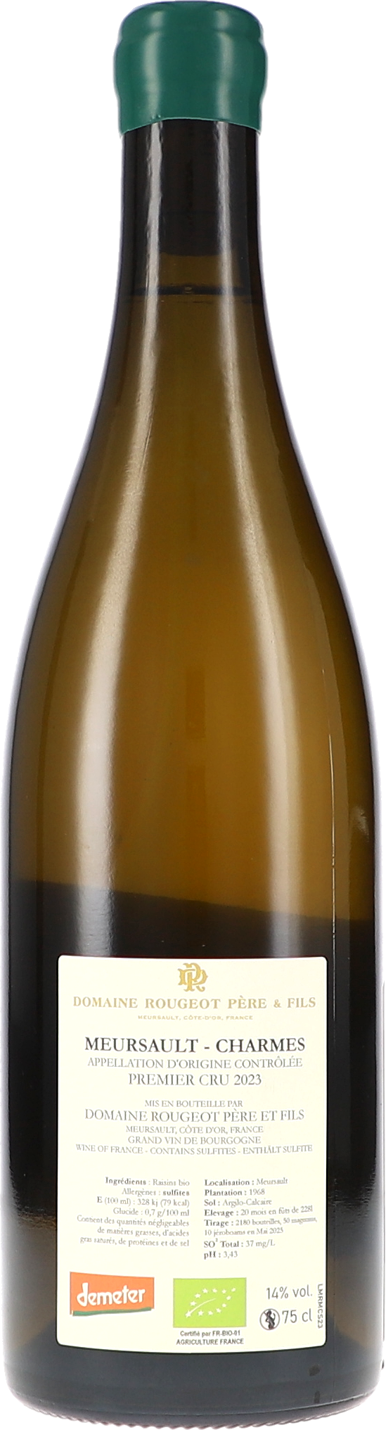 Meursault-Charmes Premier Cru, Sans Sulfite Ajouté AOC