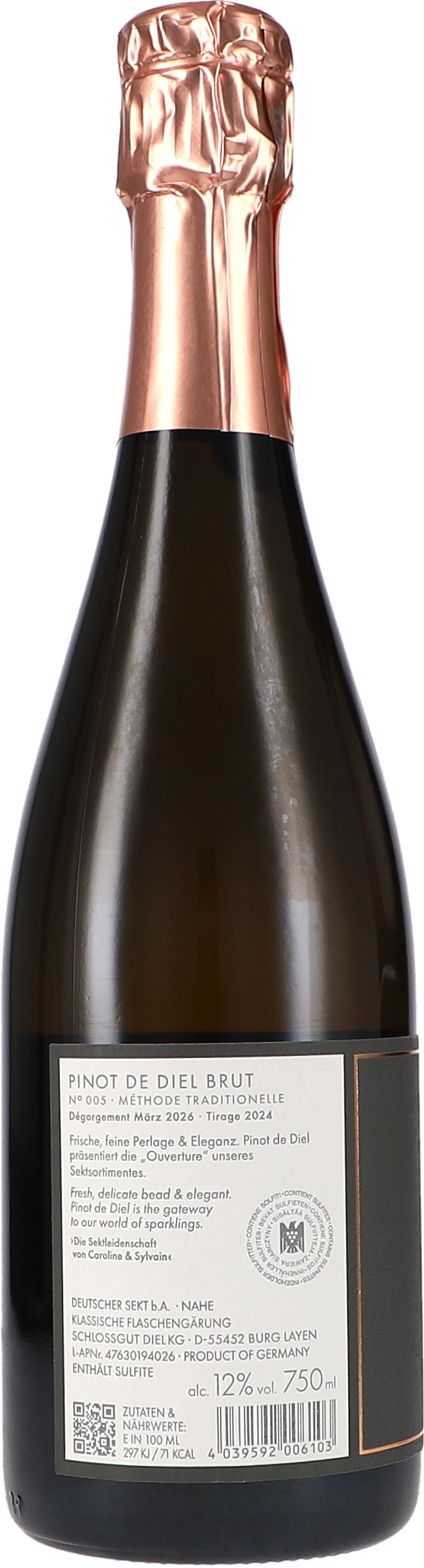 Pinot de Diel Sekt Brut, N°005 Tirage 2024