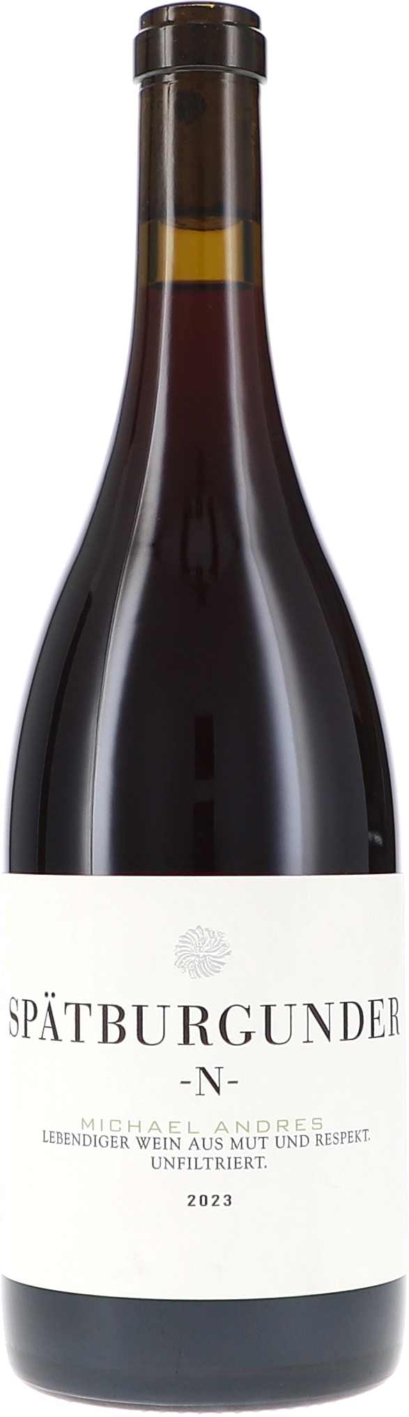 Spätburgunder, Rotwein, Weinflasche, dunkles Glas, Jahrgang 2023