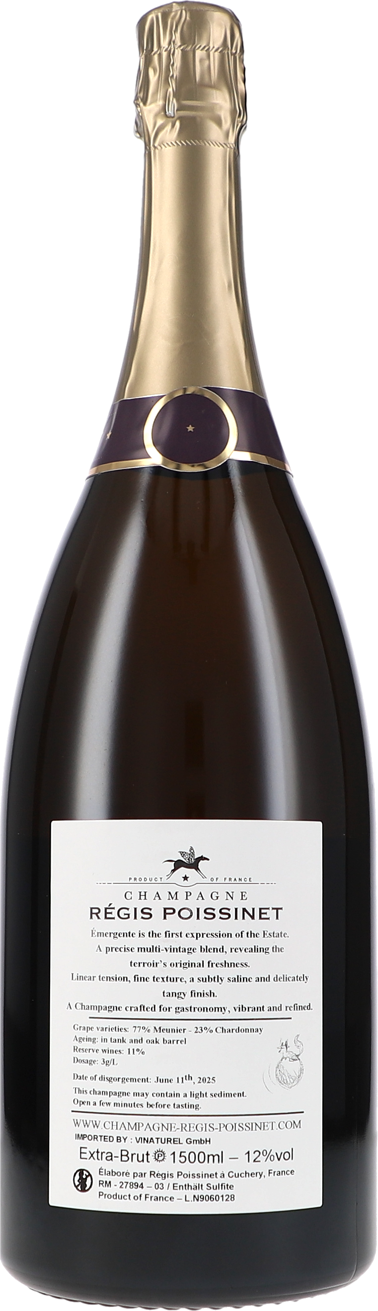 Champagner, Schaumweinflasche, dunkles Glas, goldene Folie, 1500 ml