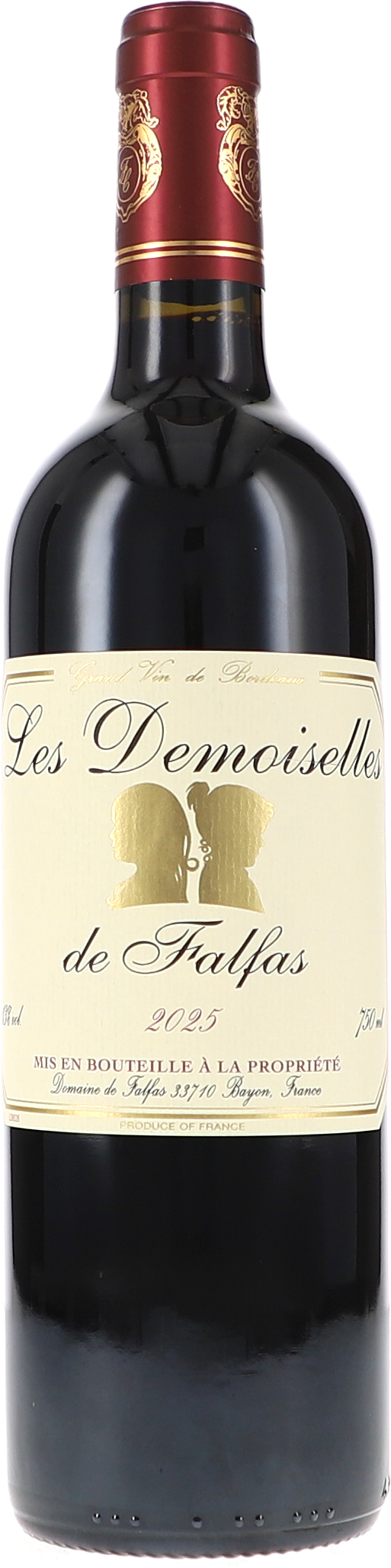 Les Demoiselles de Falfas, Côtes de Bourg AOC Rotwein, Weinflasche, Bordeaux, 2025er Jahrgang, Dunkle Glasflasche