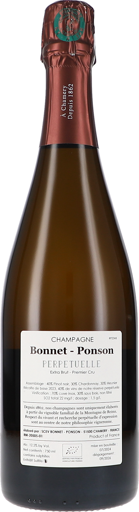 Champagner, Extra Brut, Premier Cru, Schaumweinflasche, Kupferrote Folie