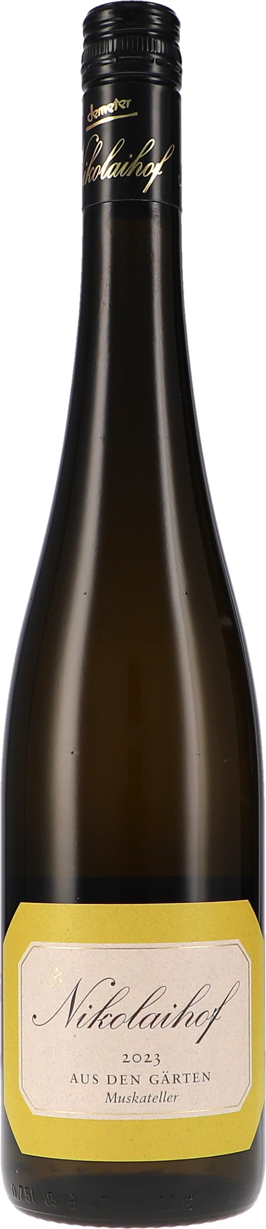 Aus den Gärten, Gelber Muskateller trocken Alkohol, Flasche, Schnaps, Weinflasche, Bier