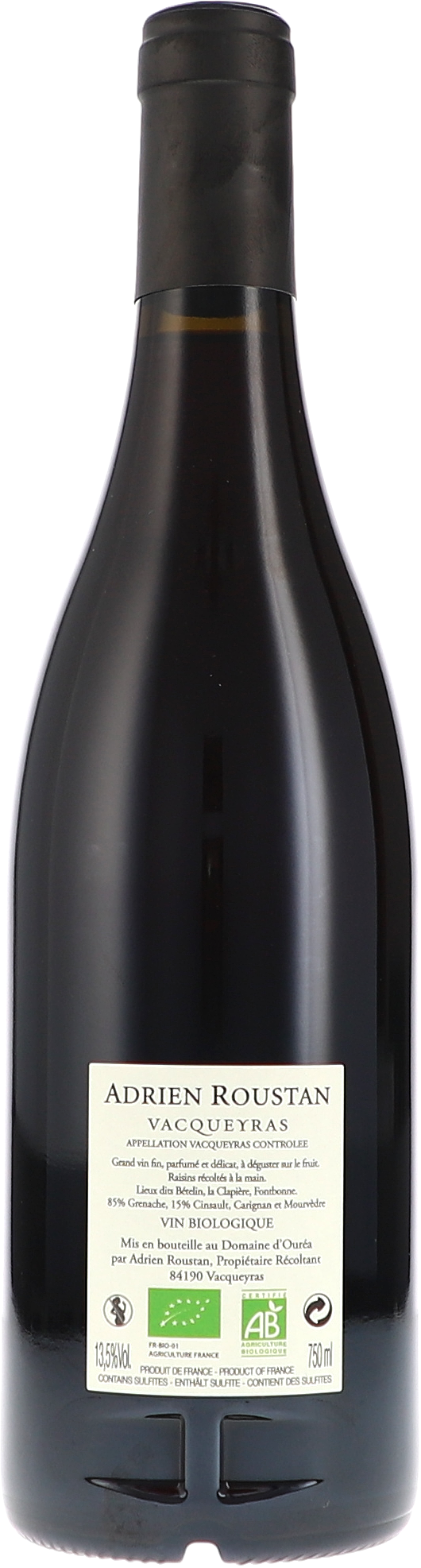 Weinflasche, Rotwein, Glasflasche, Etikett sichtbar, 750 ml