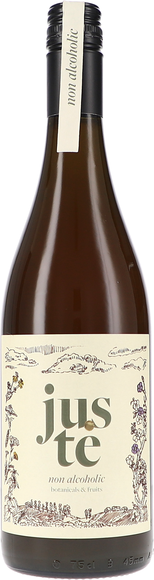 Juste Kräuterauszug nicht alkoholisch, botanicals & fruits, flasche, glasflasche, etikett