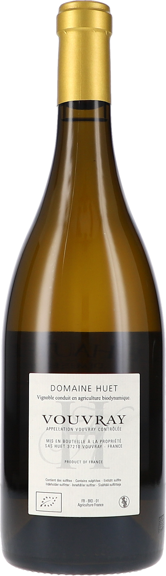 Weißwein, Vouvray, Glasflasche, goldene Kapsel, französischer Wein