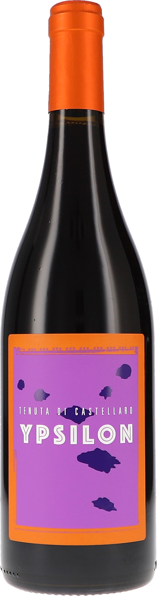 Ypsilon IGT Wein, Rotwein, Flasche, Etikett: Ypsilon, Rotorange Etikett