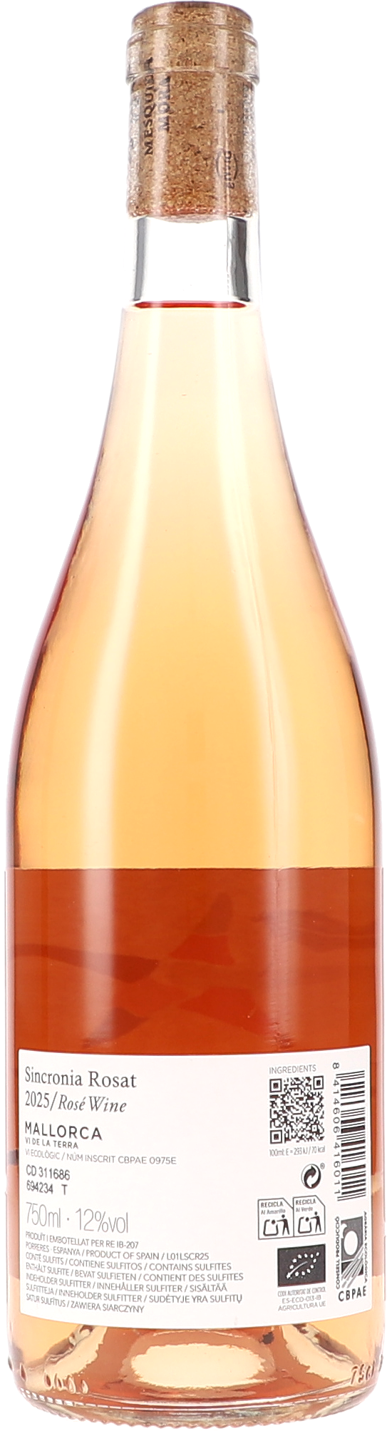 Roséwein, Glasflasche, Korkverschluss, 750 ml, Mallorca