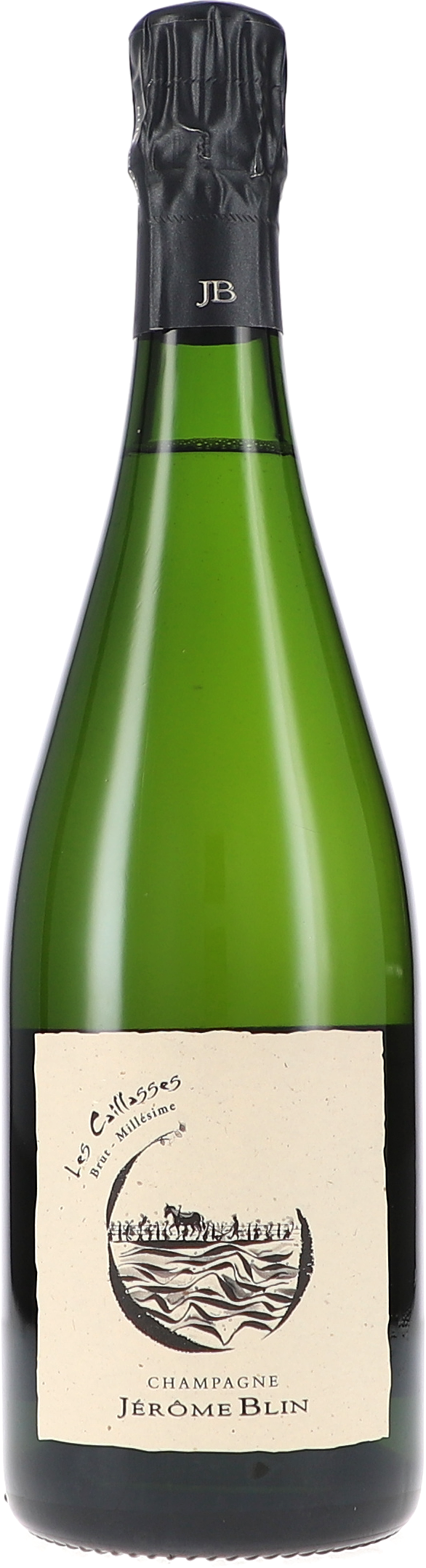 champagne, Flasche, grüne Flasche, Folienhülle, Etikett Jerome Blin