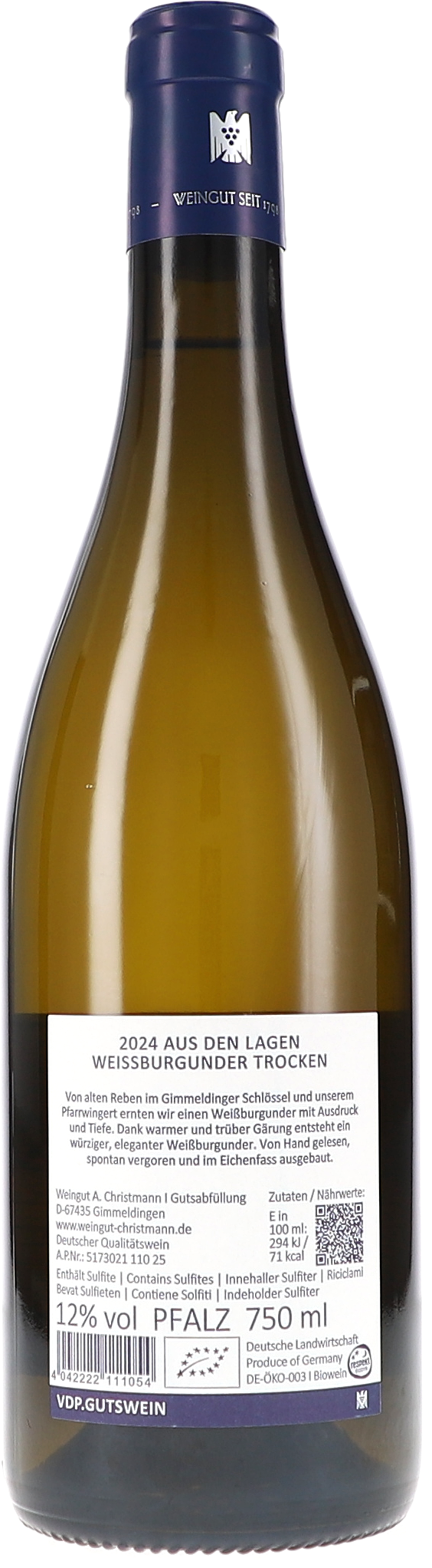 Weißburgunder, Trocken, 750 ml, Flasche, Pfalz