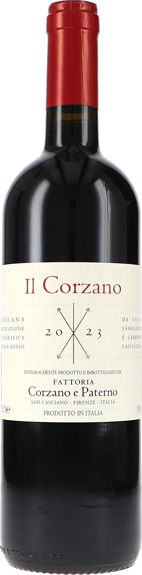Il Corzano Rosso IGT Rotwein, Weinflasche, Glasflasche, roter Verschluss, Jahrgang 2023