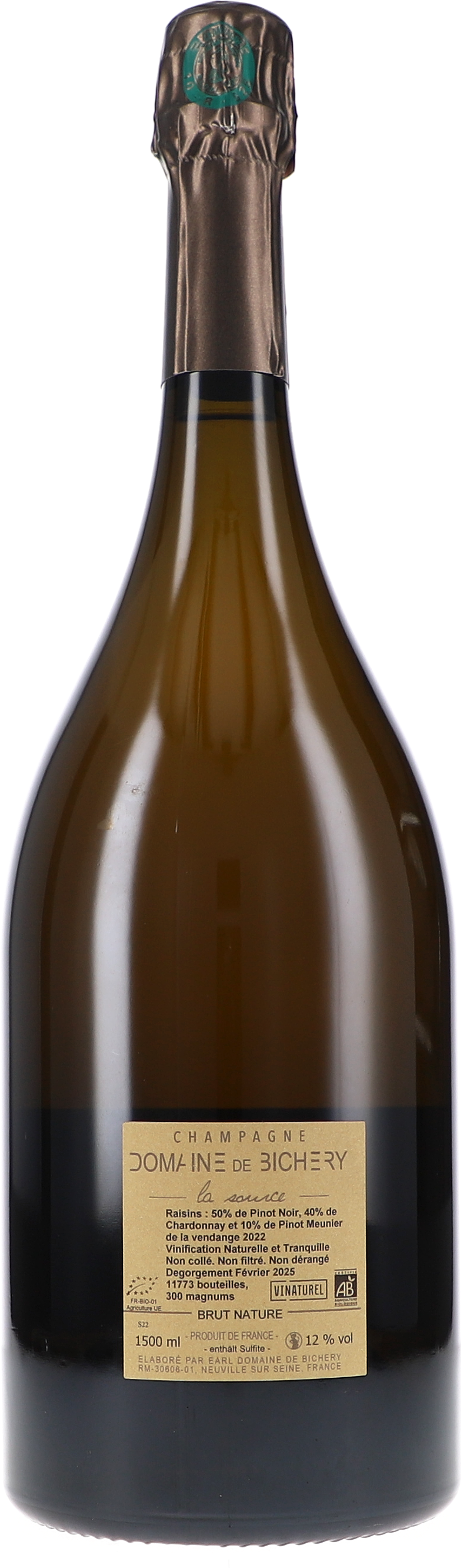 Champagne, Brut Nature, Domaine de Bichery, Flasche, Vin