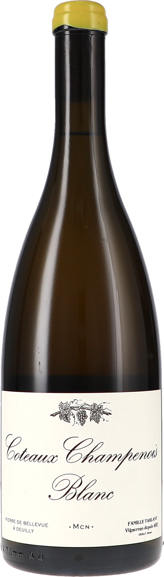 Weinflasche, Weißwein, dunkles Glas, gelbe Kapsel, französischer Wein