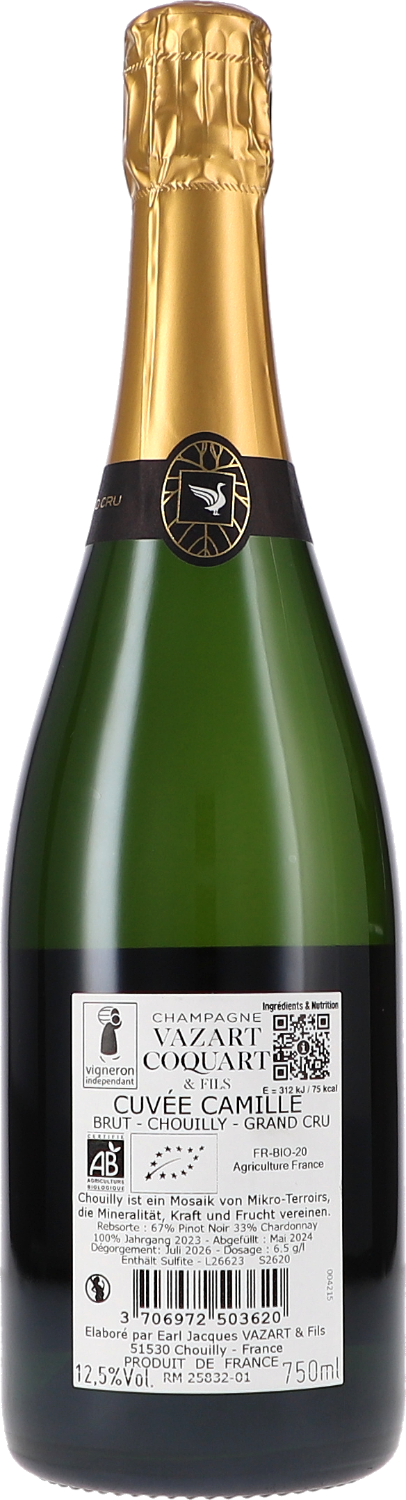 Champagnerflasche, Grüne Glasflasche, Goldfolie, Schaumwein, 750 ml