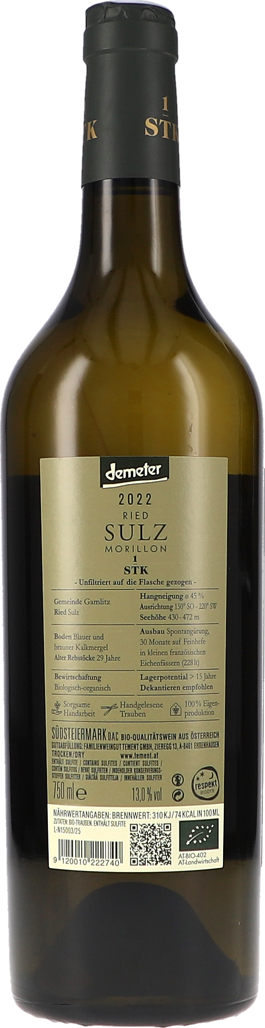 Weinflasche, Weißwein, Glasflasche, Jahrgang 2022, 750 ml