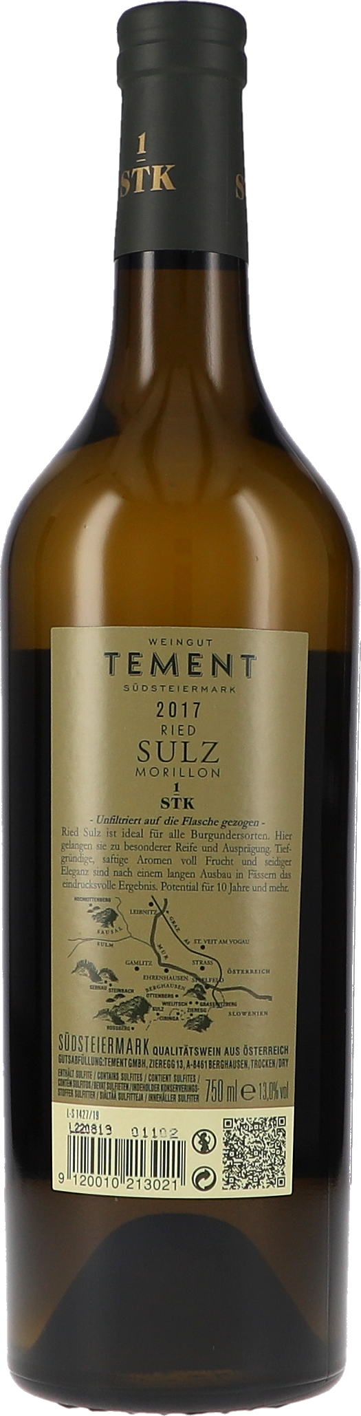 Weinflasche, Weißwein, Glasflasche, 2017er Jahrgang, Etikett