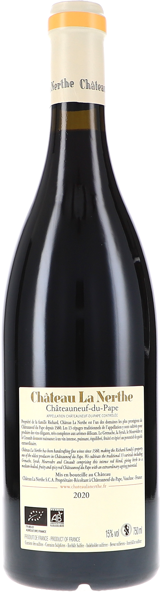 Rotwein, Bordeaux, Château La Nerthe, 2000er, Korkverschluss