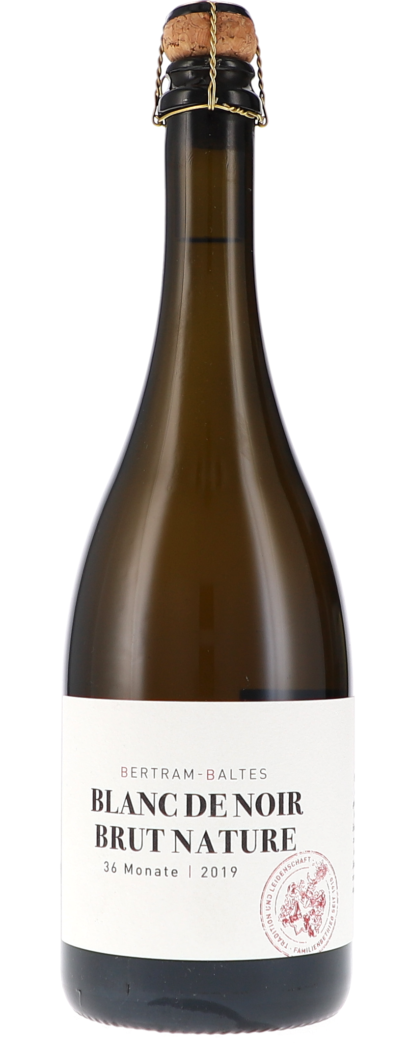Blanc de Noir Sekt Brut Nature Wein, Schaumwein, Brut, Blanc de Noir, Flasche