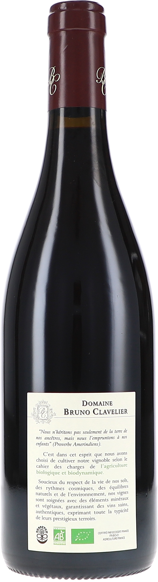 Rotwein, Flasche, Etikett, Domaine Bruno Clavellier, Bio