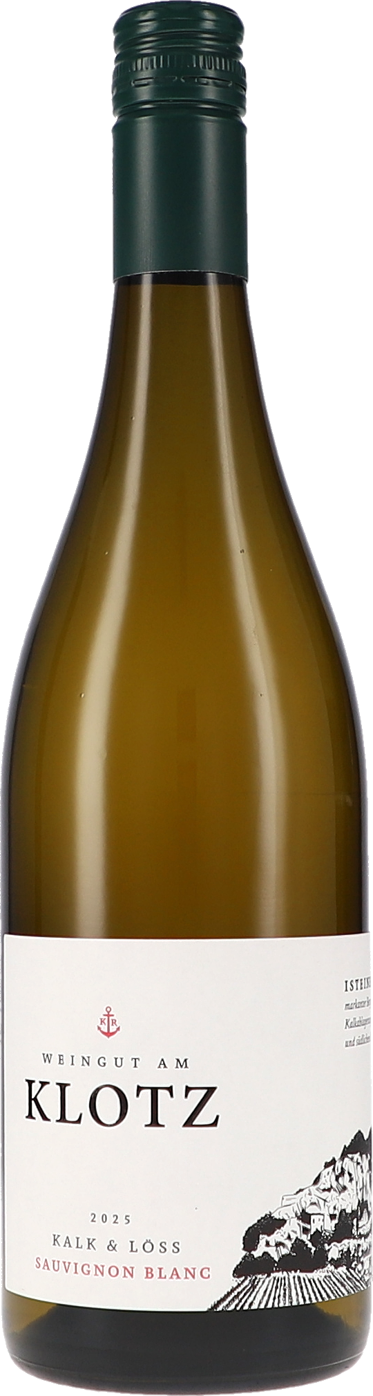 Weißwein, Sauvignon Blanc, Glasflasche, Schraubverschluss, Etikett mit Landschaft