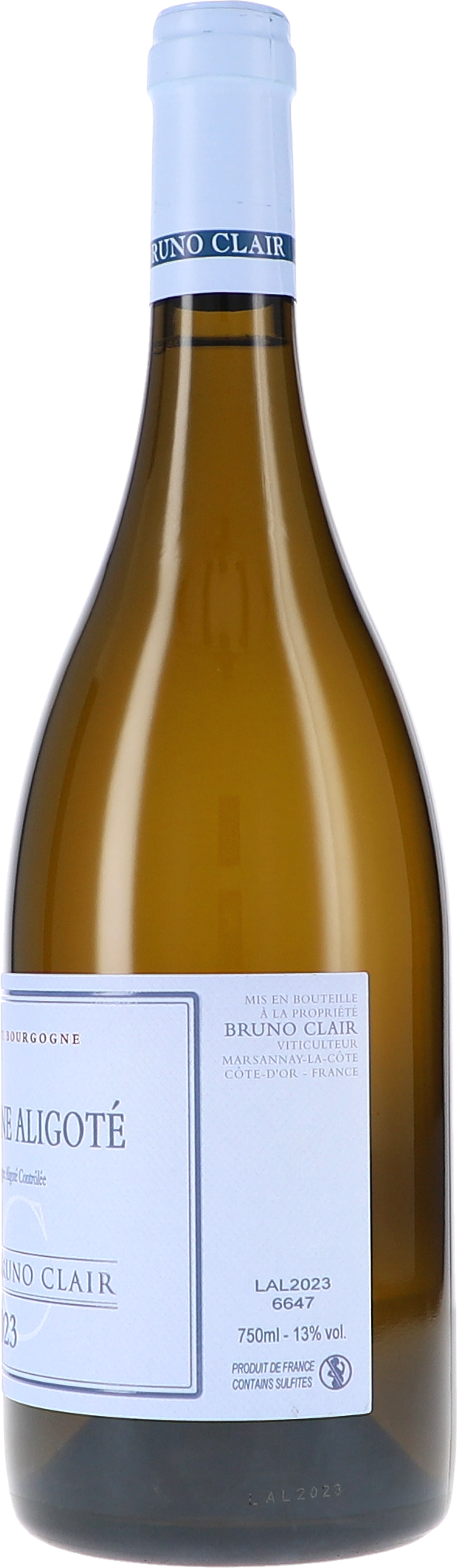 Weinflasche, Weißwein, Flasche mit Etikett, Bruno Clair, Herkunft Frankreich